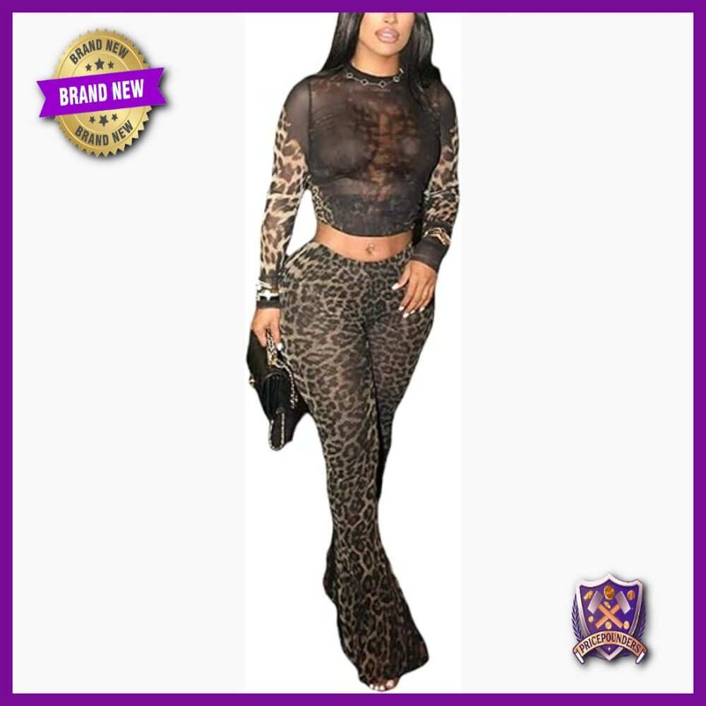 Large Cheetah Print Two Piece Set Polyester Blend Long Sleeve Regular Fit